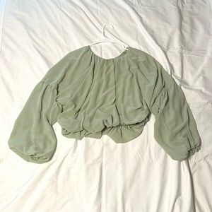 Gianni Bini Maurissa Chiffon Cropped Blouse | Size L | Mint